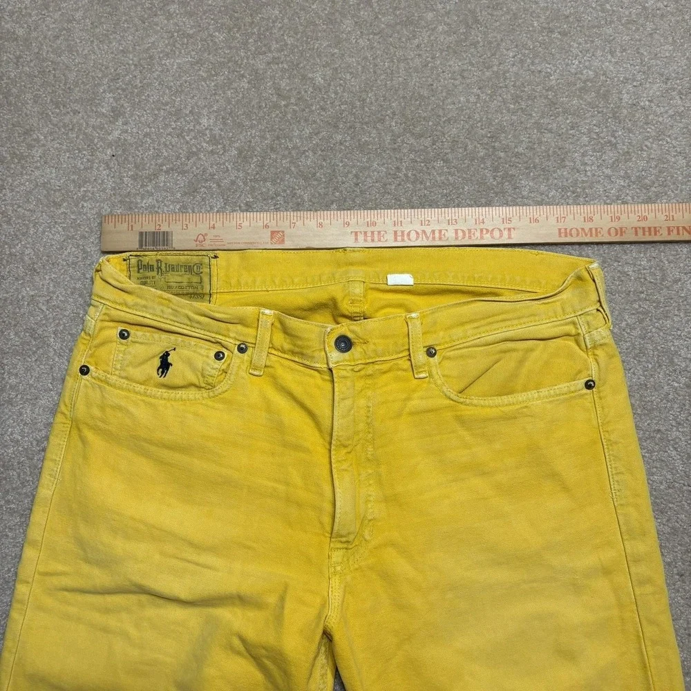 Vtg Polo Ralph Lauren Jeans Mens 36x32 Sunfish Yellow Slim Straight Denim Pants